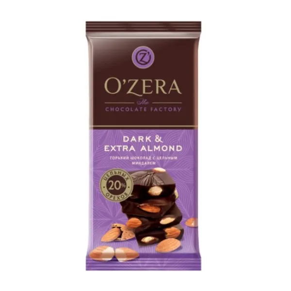 Шоколад горький с цельным миндалем Dark and Extra Almond, 90 г