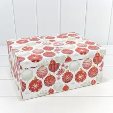 Коробка прямоугольная 30*22,8*13,3 НГ «Красные шары» на белом