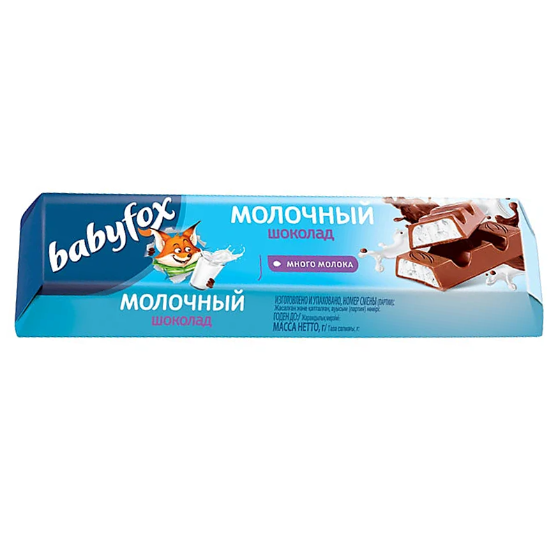 Шоколадный батончик BabyFox с молочной начинкой, 45 г