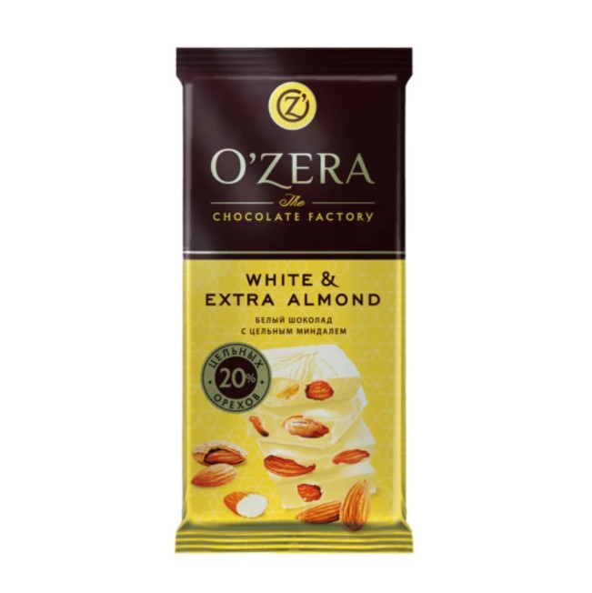Шоколад белый White and Extra Almond, 90 г