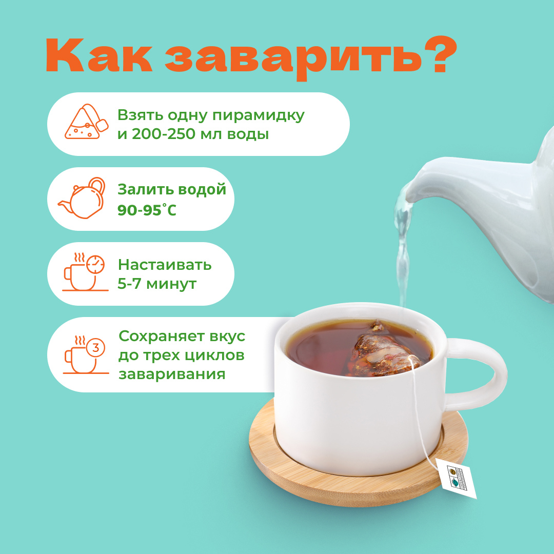 Чай Улун Малина с травами в пирамидках