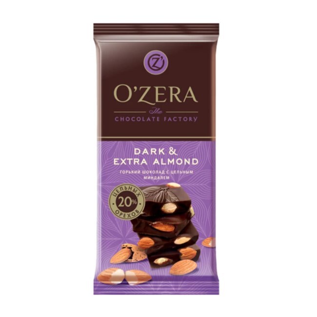Шоколад горький с цельным миндалем Dark and Extra Almond, 90 г