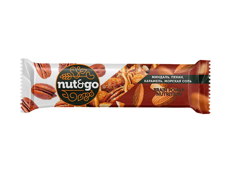 Батончик Nut and Go с миндалем, пеканом, карамелью и морской солью 36 г