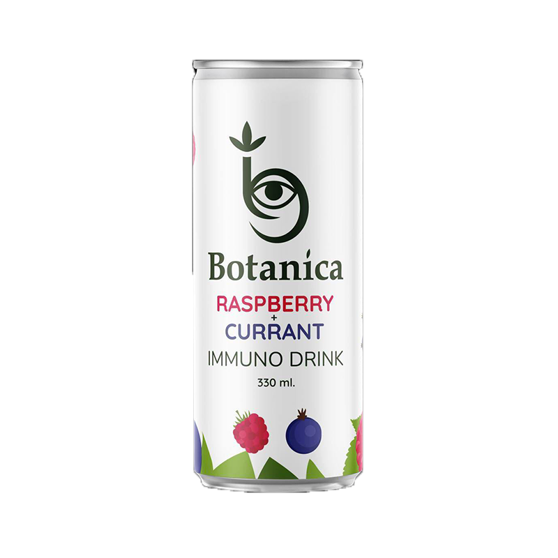 Лимонад "Botanica" с соком малины-смородины, 330 мл ж/б