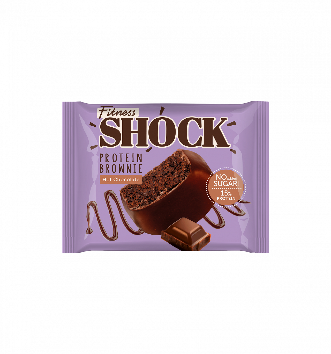 Пирожное глазированное FitnesShock 50 гр. Брауни. Горячий шоколад.