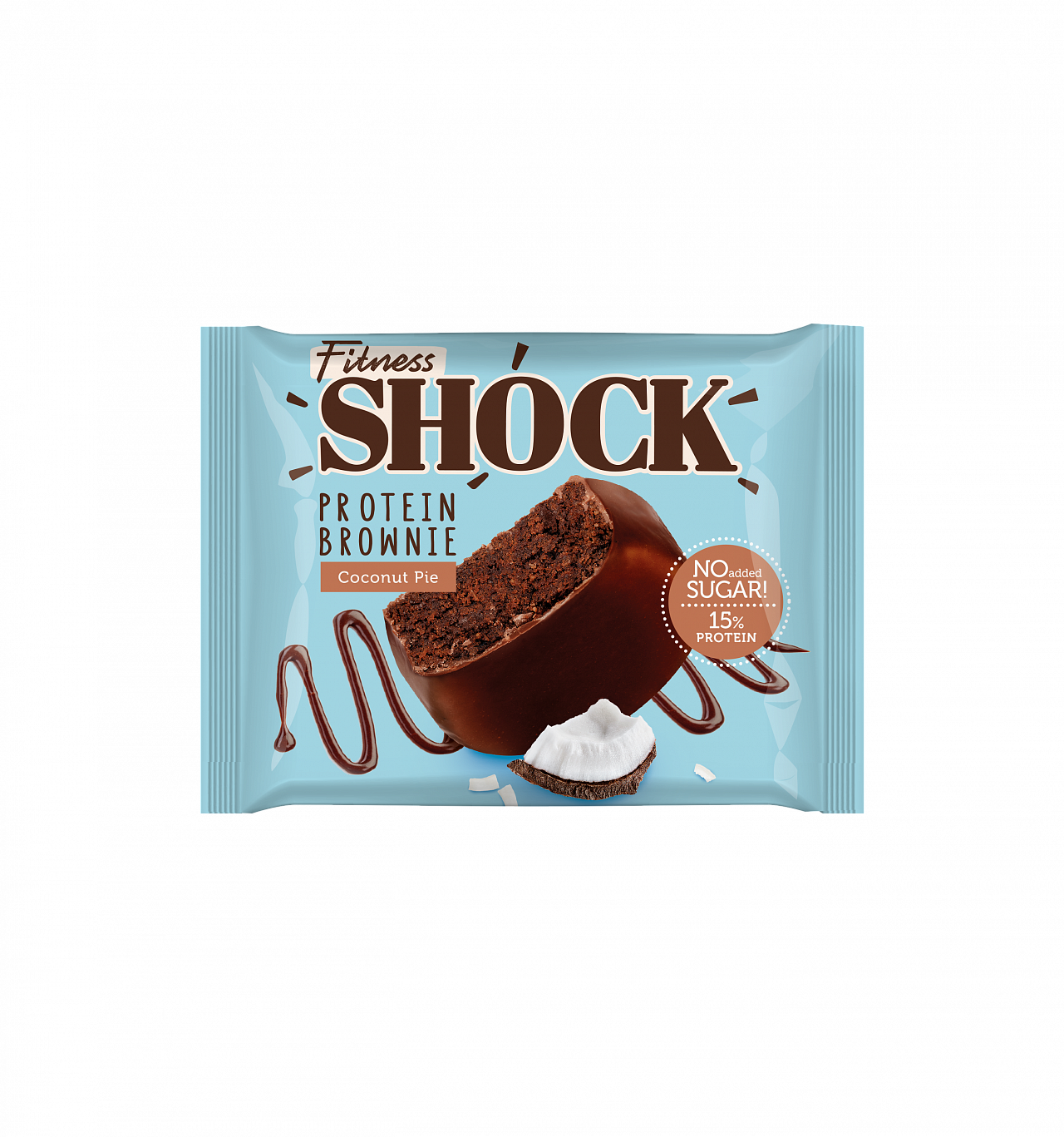 Пирожное глазированное FitnesShock 50 гр. Брауни. Кокосовый пирог.